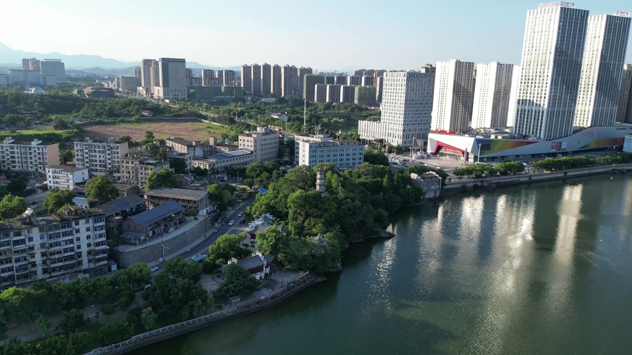航拍江西上饶城市风光上饶建设