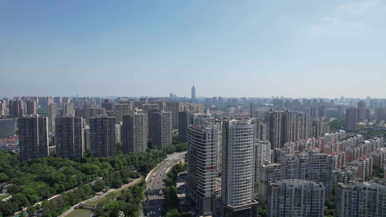 江苏常州城市交通航拍