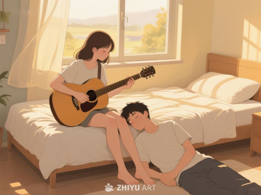 窗边弹吉他，床旁人小憩 62