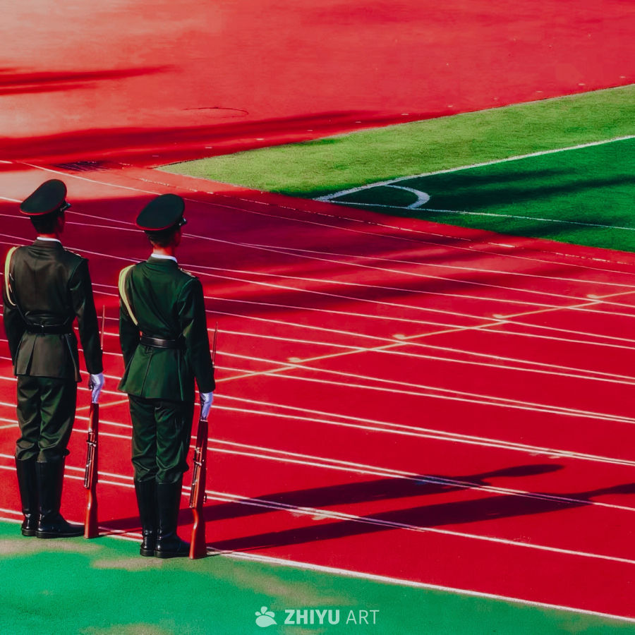 红色跑道上的庄严卫士