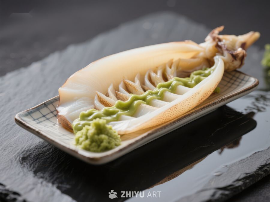 精致鱿鱼刺身配芥末酱 550