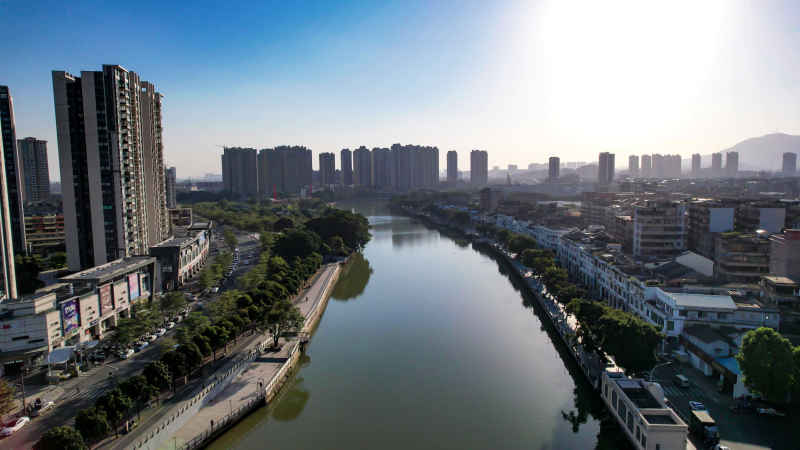 广东江门城市风光航拍图 