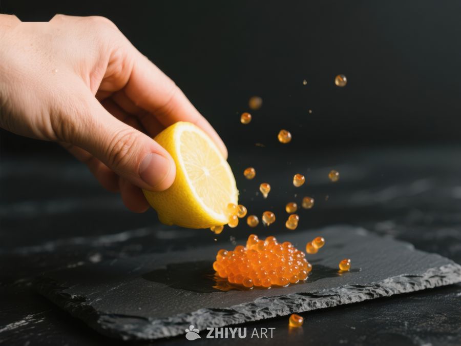 柠檬挤汁，鱼子酱飞溅瞬间 262