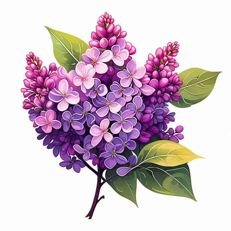 春季紫丁香扁平插画 13