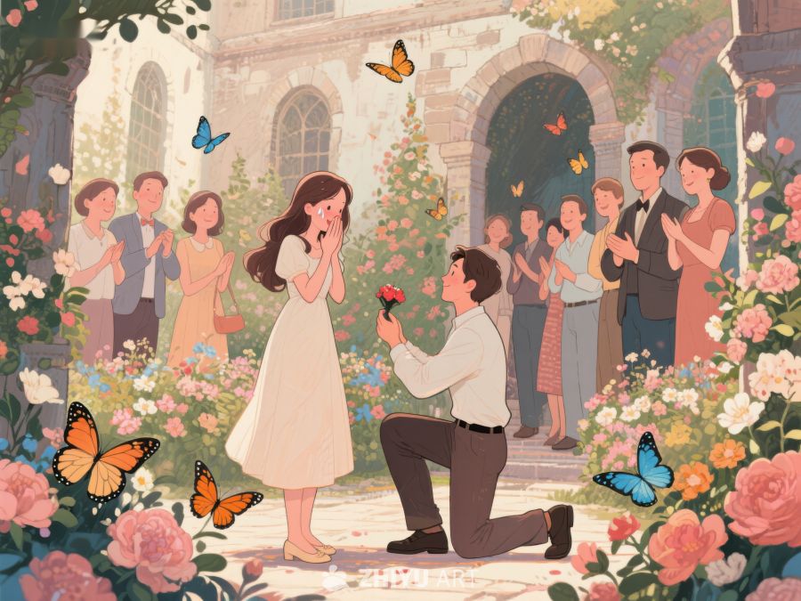 花园中浪漫求婚场景 370