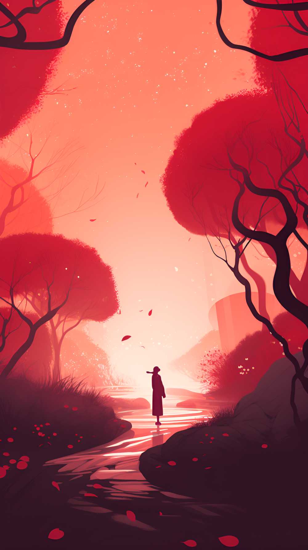 红色唯美背景意境