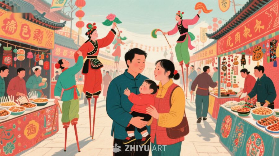 热闹春节市场，家庭共庆佳节 770