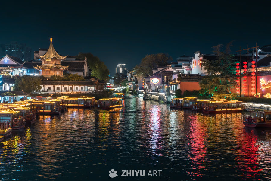 南京秦淮河夫子庙景区夜景