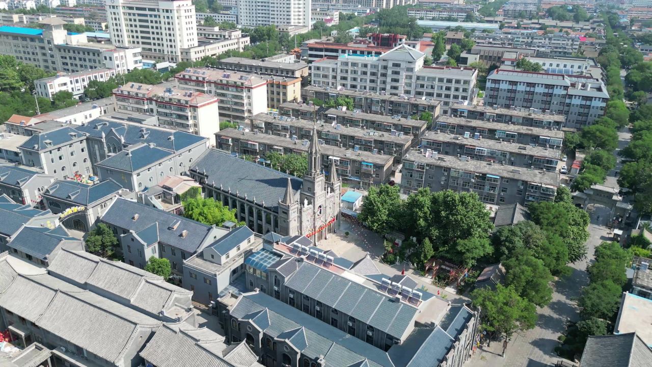 航拍山东潍坊青州城市风光