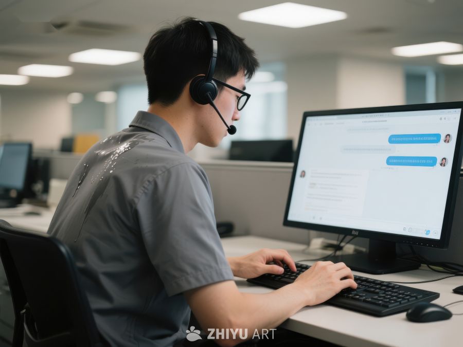 客服人员正在使用电脑进行在线交流 226