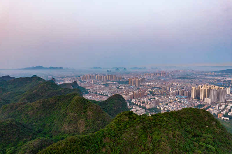 柳州城市清晨风光航拍