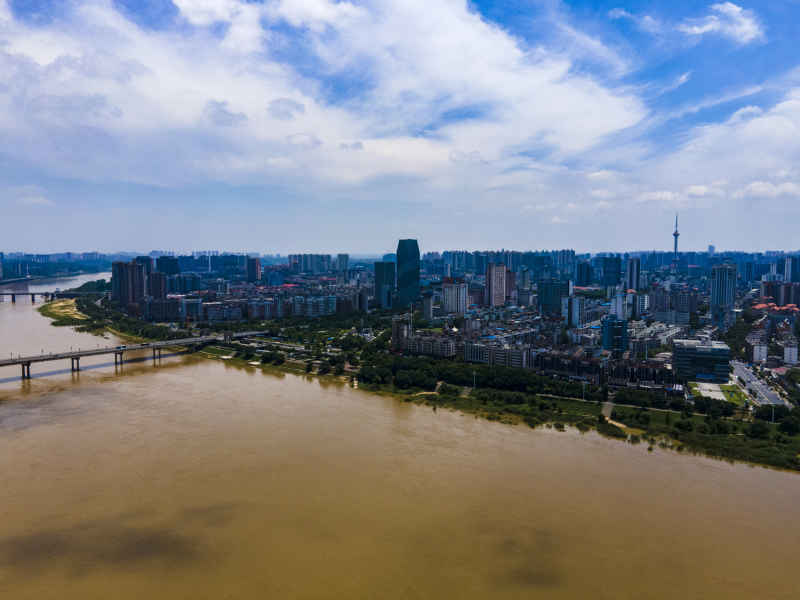 湖南株洲城市风光航拍摄影图