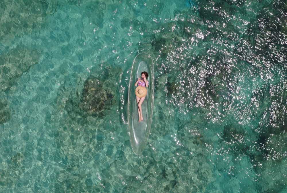 三亚｜碧蓝色的海｜海上玻璃船｜无滤镜
