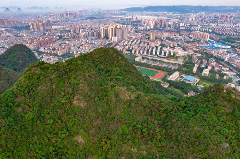 柳州城市清晨风光航拍