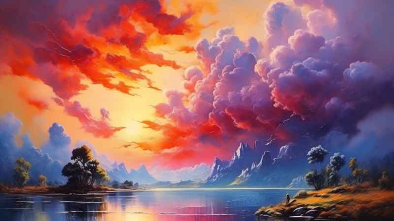 火烧云自然主题插画 10