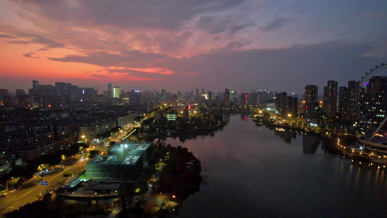 航拍福州晋安湖公园景观 5