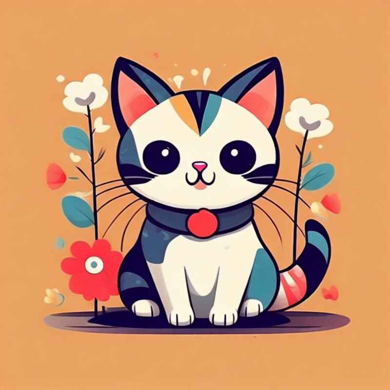 小花猫唯美插画 49
