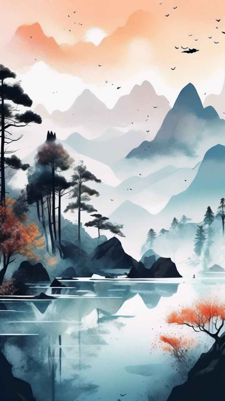 国风山水画背景插画 82