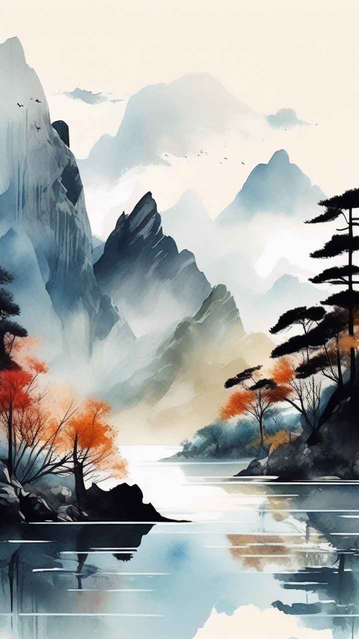 国风山水画背景插画 53