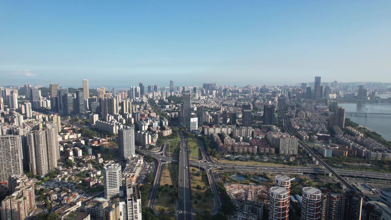 广东珠海城市风光航拍 