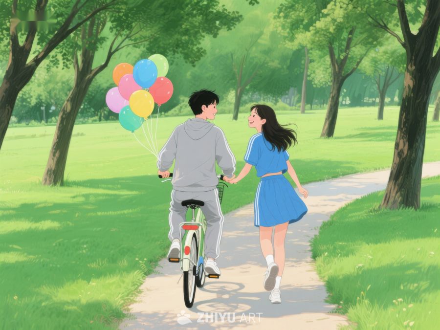 公园里骑车的情侣 188
