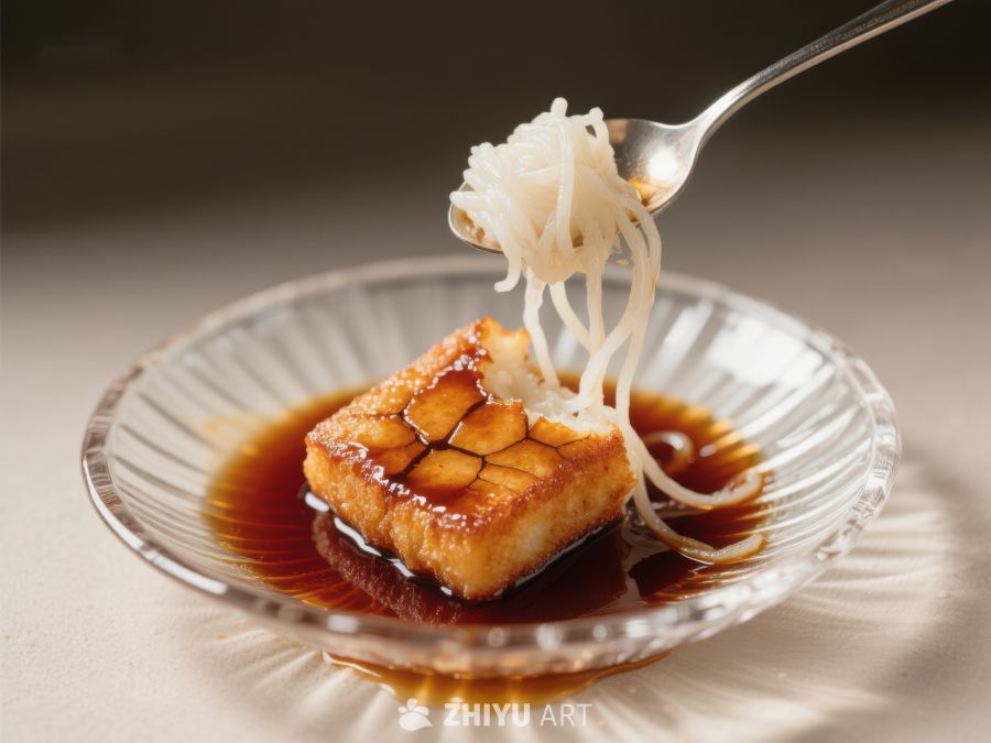叉起细丝面条与煎豆腐的美味瞬间 22