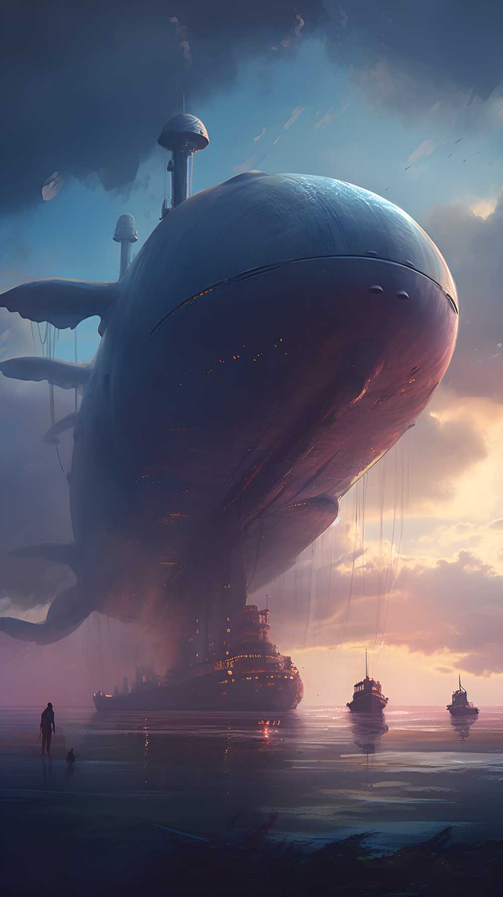 空中蓝鲸飞舞唯美