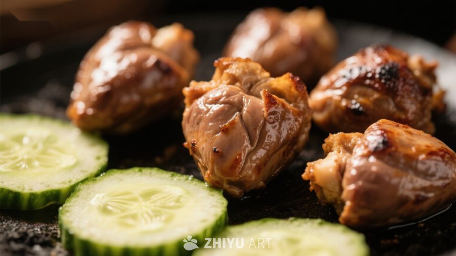 烤鸡腿配黄瓜片