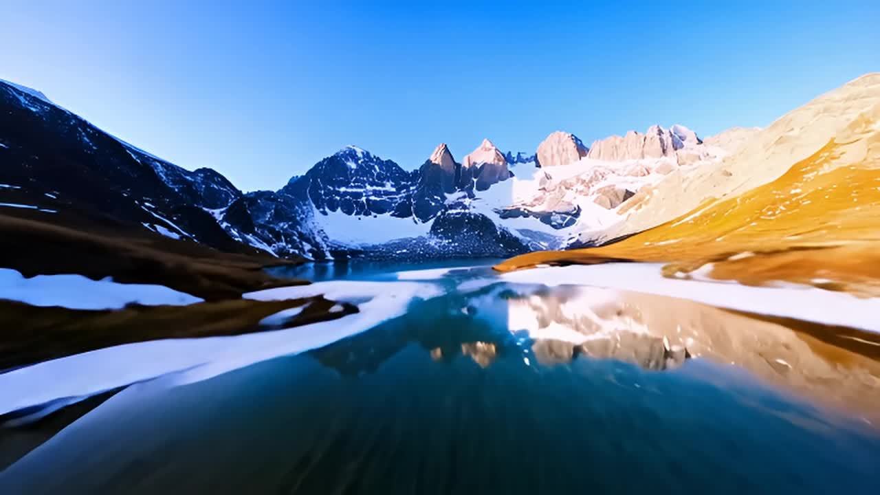 高山湖泊位于斯洛伐克的高塔特拉山脉中，被雄伟的雪山
