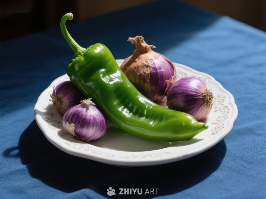 青椒与洋葱的静物组合 346