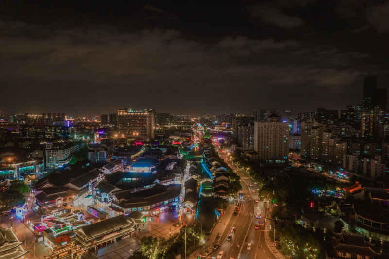 航拍 江苏 无锡 城市 夜景