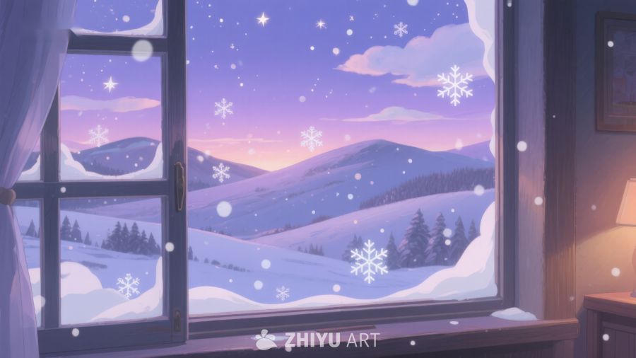 冬夜窗外雪景 39