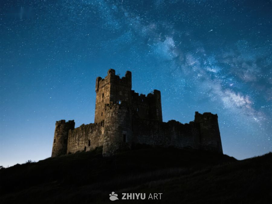 星空下的古老城堡剪影 174