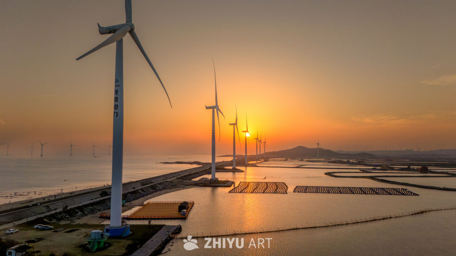 海畔风电场夕照 8