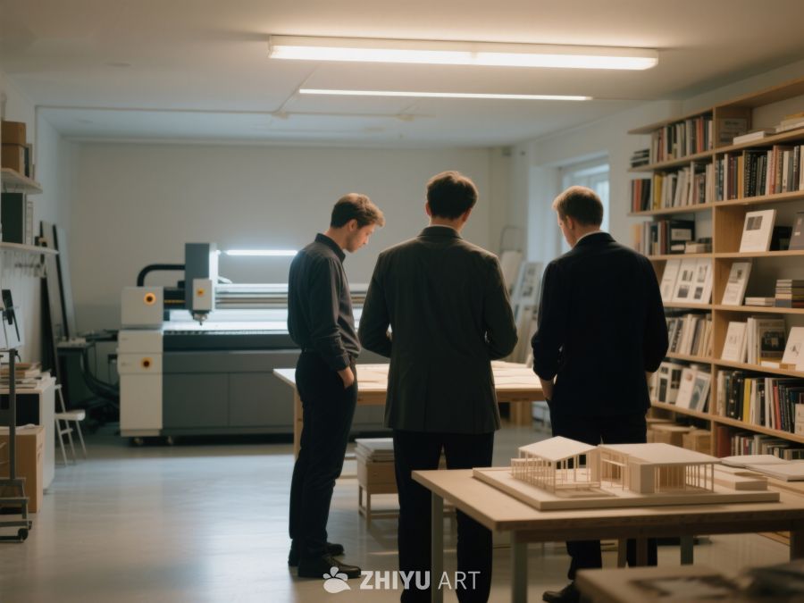 三人讨论建筑模型 310