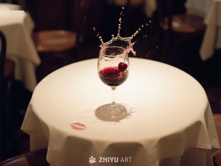 红酒杯中的浆果溅起水花 267