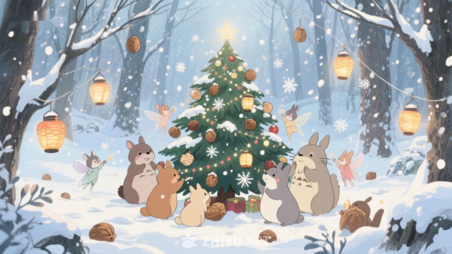 冬日森林里的圣诞树聚会 9