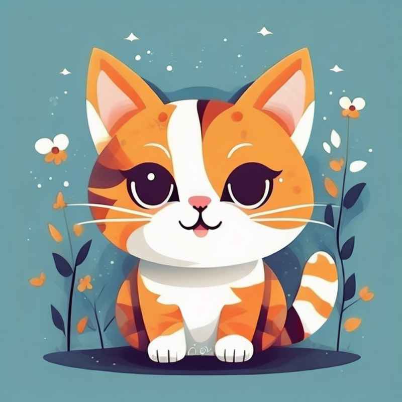 小花猫唯美插画 86