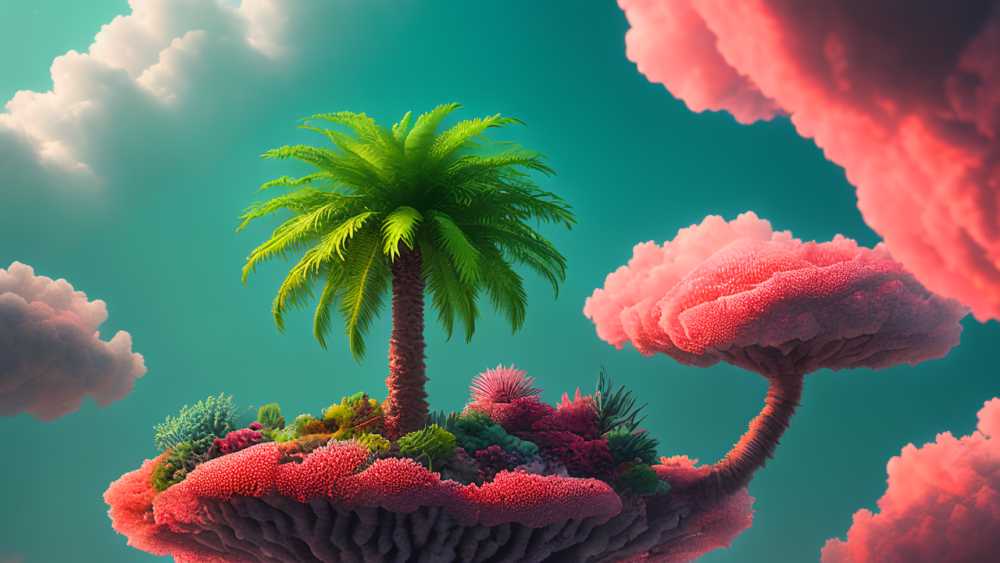 一课绿色棕榈树风景