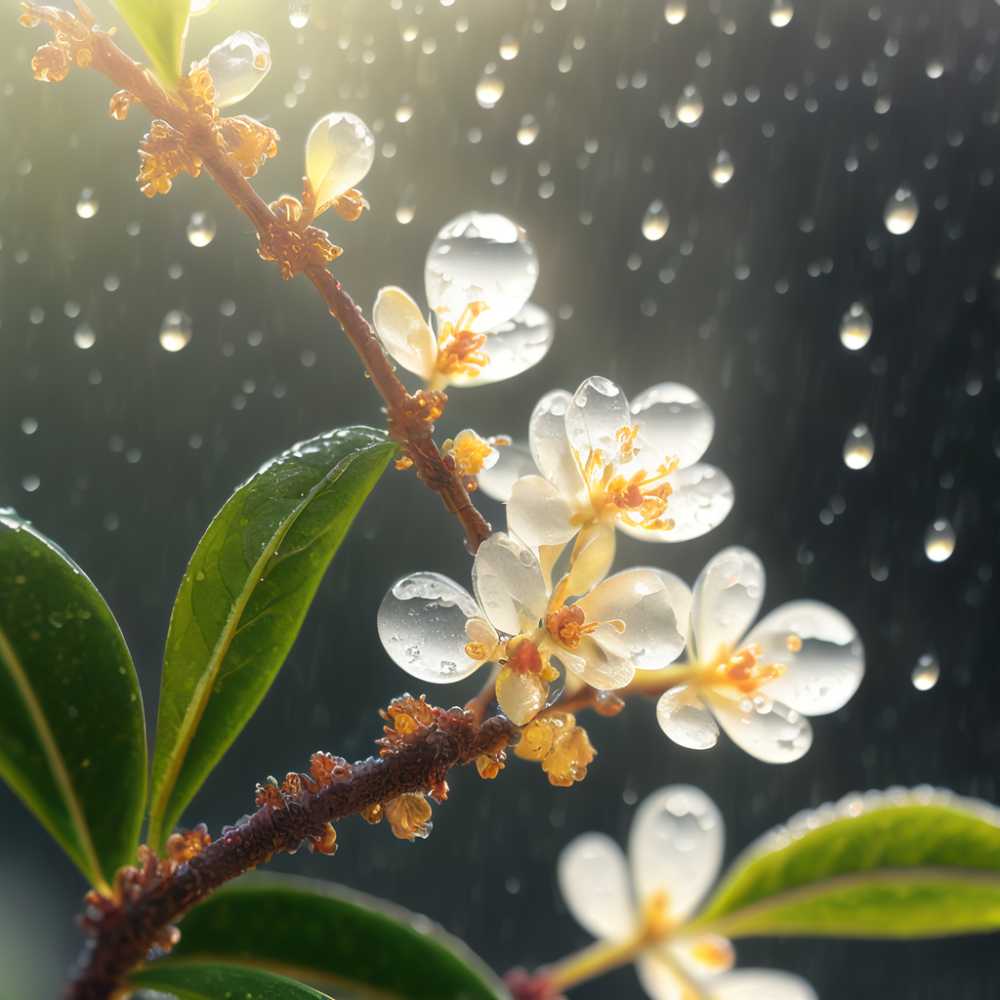 桂花水滴近景