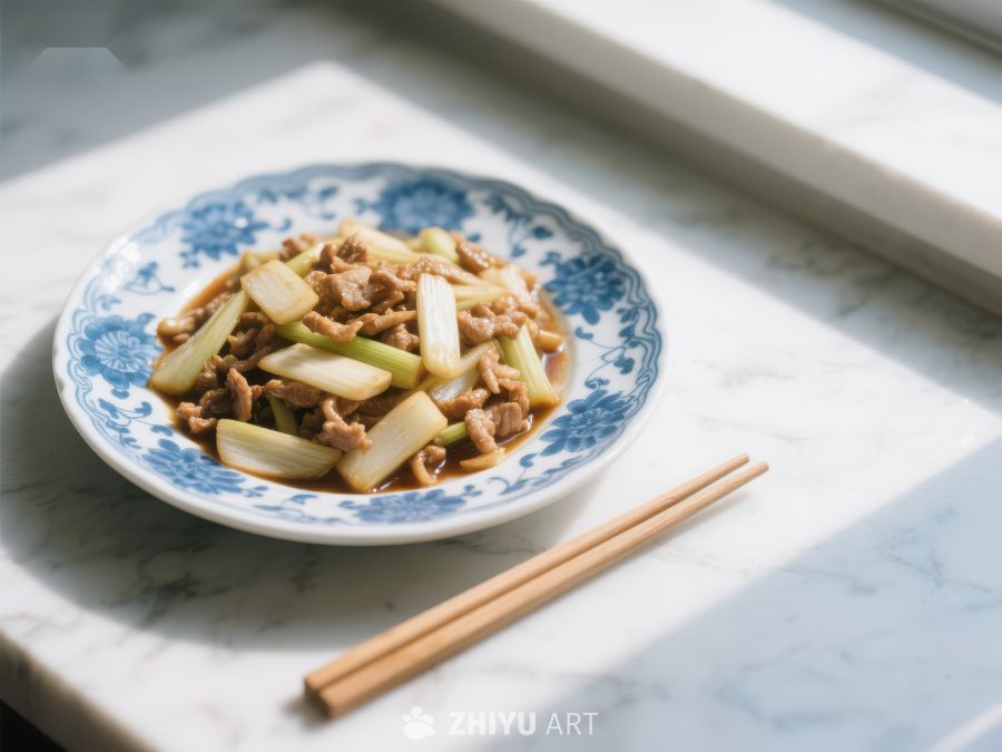 葱爆牛肉，美味中式菜肴 85