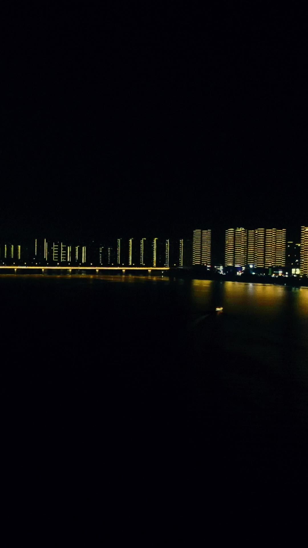 城市航拍湖南长沙城市夜景灯光竖屏