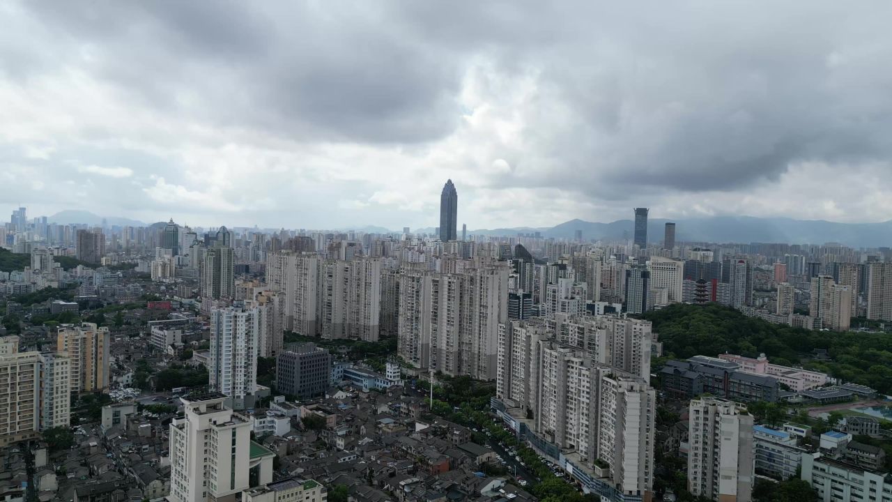 航拍温州鹿城区城市建设