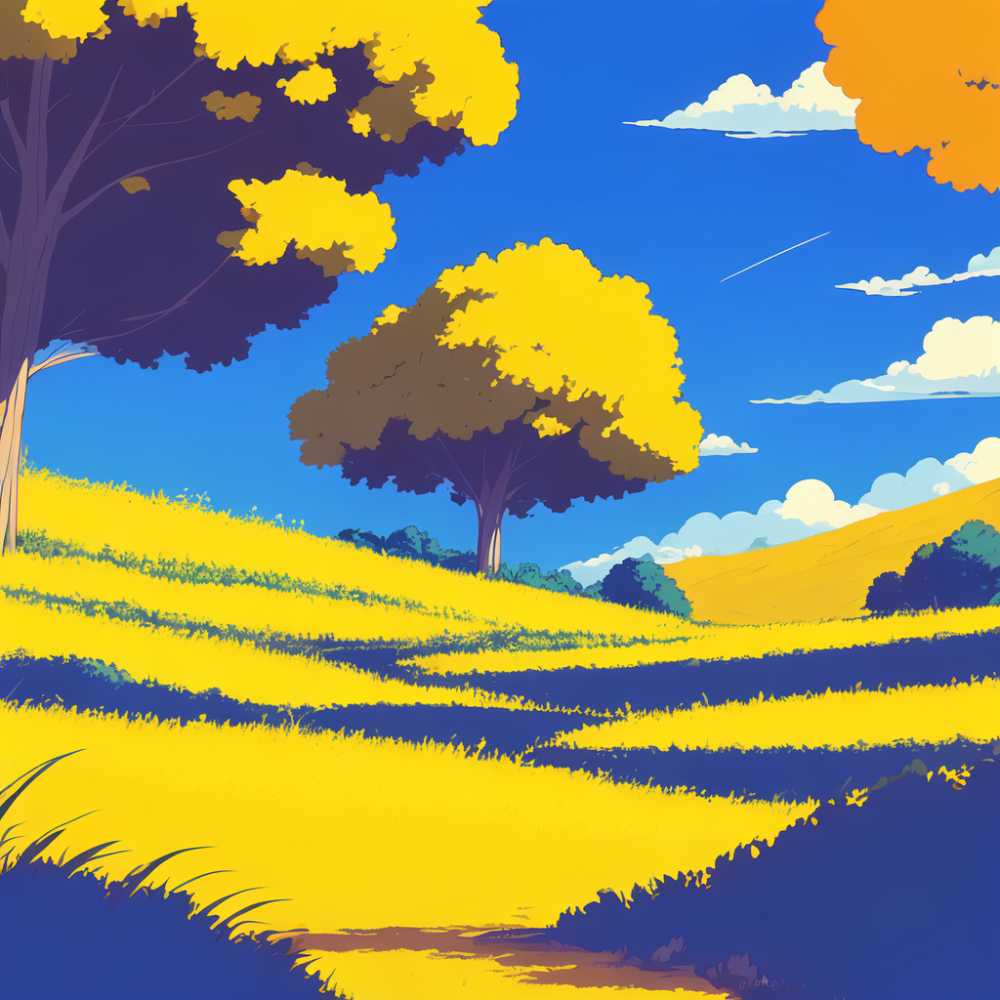 黄色插画风景简约