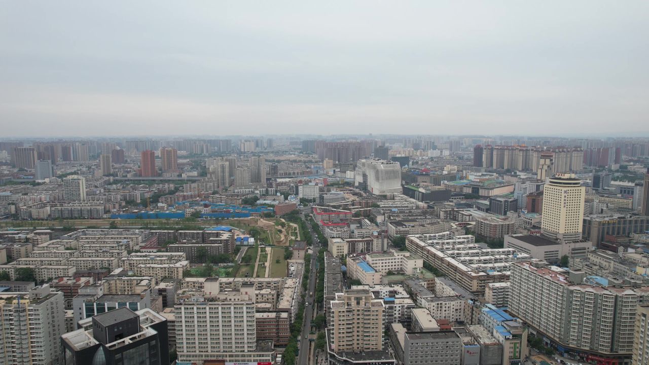 河南郑州老城区航拍
