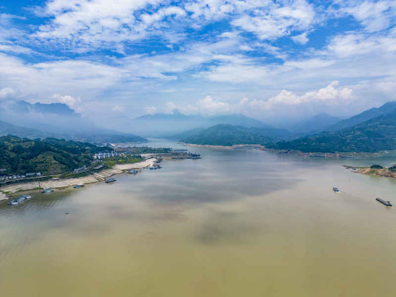 湖北秭归县三峡水库大坝航拍摄影图 