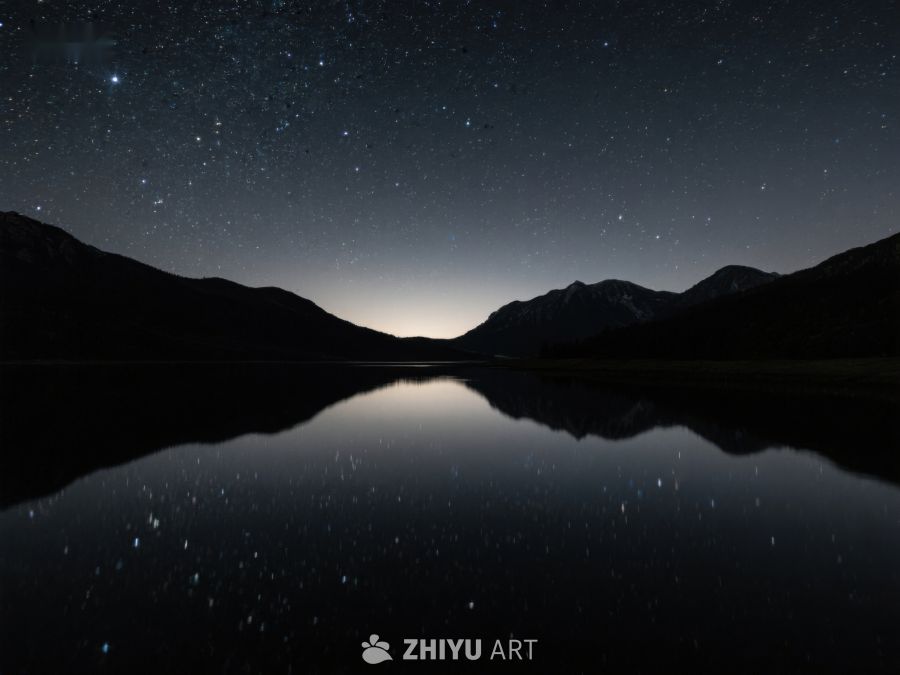 夜空星辰映照湖面 404