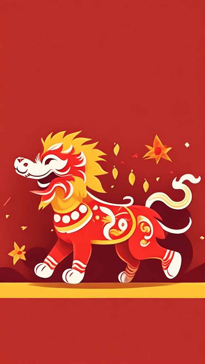 春节舞龙舞狮插画背景 24