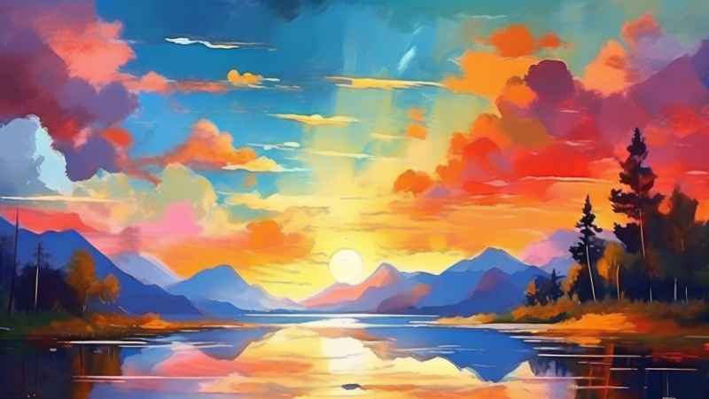 印象派风景色彩丰富的天空 7