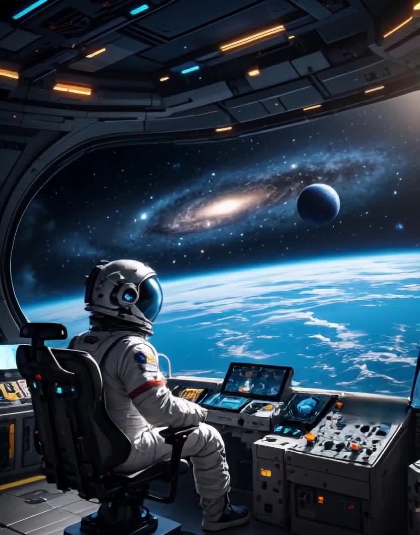 宇航员驾驶飞船穿越星空，探索浩瀚宇宙